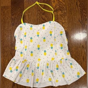 Old Navy Peplum Halter Tankini Swim Top with Pineapples and Polka Dots UPF 40